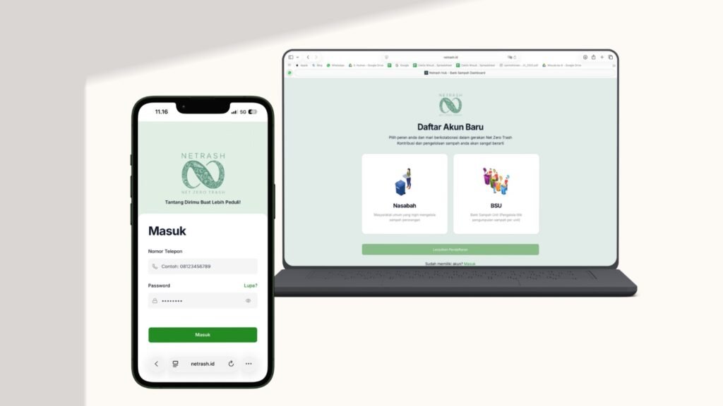 Aplikasi Netrash yang dapat diakses melalui https://netrash.id.