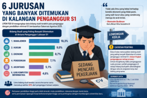 Data terbaru LPEM FEB UI menunjukkan bahwa sejumlah jurusan yang selama ini populer justru cukup banyak ditemukan di antara lulusan S1 yang menganggur.