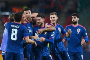 kroasia timnas rayakan gol