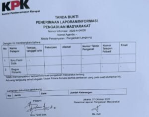 pcnu kpk pengembalian